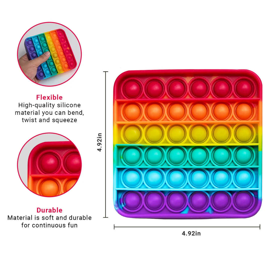 Rainbow Popping Mats (4 Pack): Sensory Toys for Kids with Autism, Stress & Anxiety - Rainbow Popper for Toddlers, Boys, Girls, & Adults