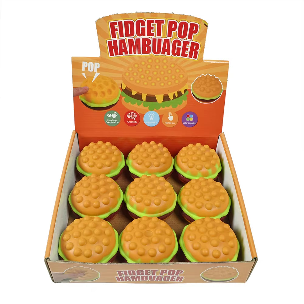 New Hamburger Popit Squishy Fidget Toy Press Bubble Decompression Ball Stress Relief Squishies Doll Stress Busting Kids Gift