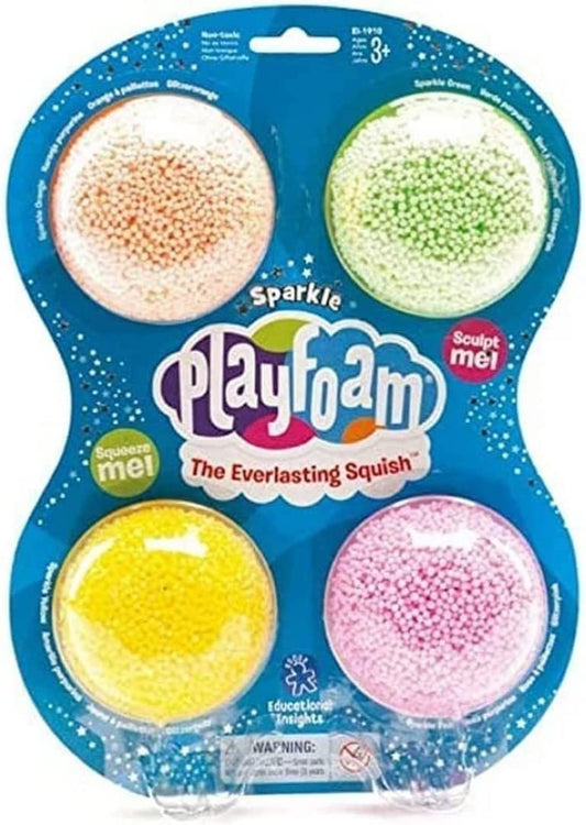 Playfoam Sparkle 4-Pack | Non-Toxic, Never Dries Out | Sensory, Shaping Fun, Arts & Crafts for Kids, Great for Slime | Perfect for Ages 3 and Up, Multicolor, EI-1910