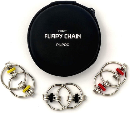 Flippy Chain Fidget Toy, Fidget Roller for Stress Relief, Focus Improvement & Anxiety Reduction, Ideal for ADHD, Lightweight & Portable, Calming Sensory Tool with Key Ring Spinner