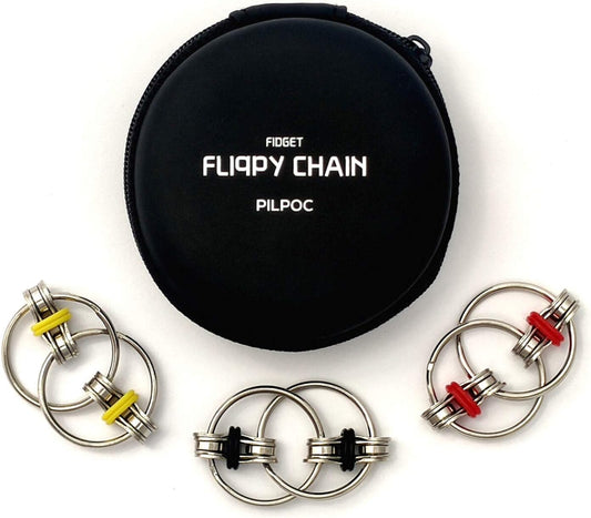 Flippy Chain Fidget Toy, Fidget Roller for Stress Relief, Focus Improvement & Anxiety Reduction, Ideal for ADHD, Lightweight & Portable, Calming Sensory Tool with Key Ring Spinner