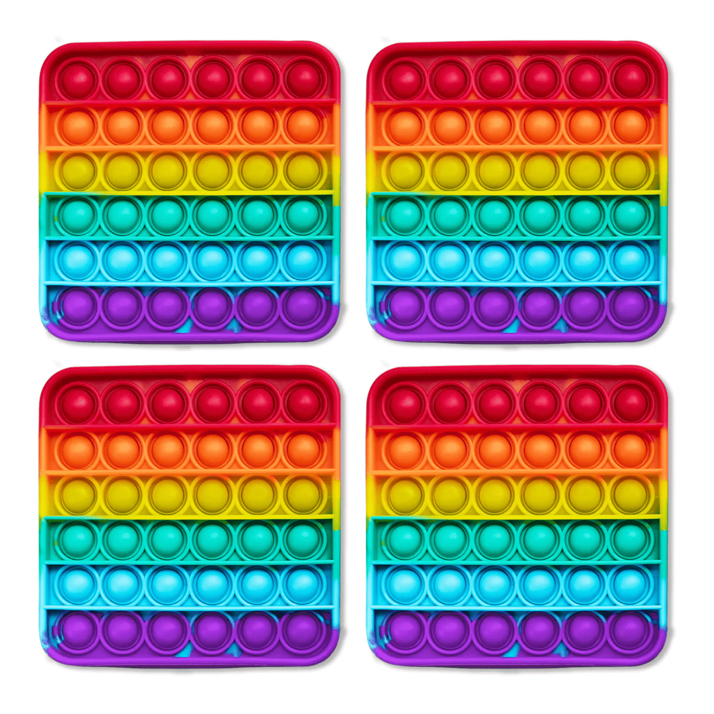 Rainbow Popping Mats (4 Pack): Sensory Toys for Kids with Autism, Stress & Anxiety - Rainbow Popper for Toddlers, Boys, Girls, & Adults