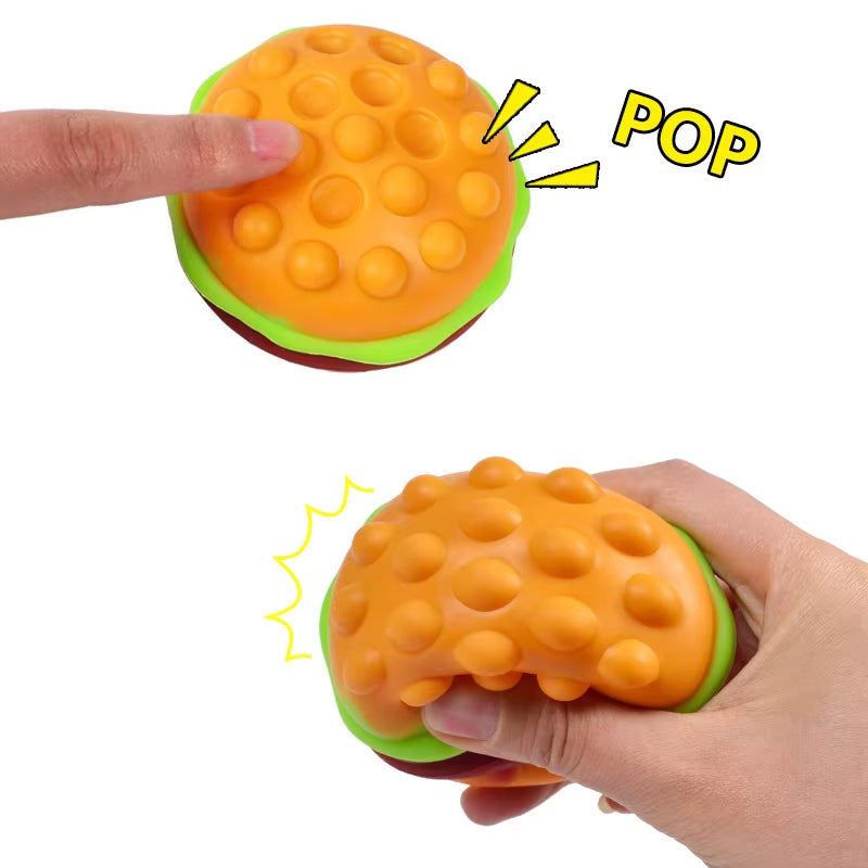 New Hamburger Popit Squishy Fidget Toy Press Bubble Decompression Ball Stress Relief Squishies Doll Stress Busting Kids Gift