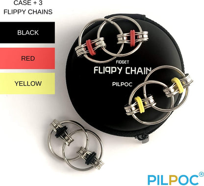 Flippy Chain Fidget Toy, Fidget Roller for Stress Relief, Focus Improvement & Anxiety Reduction, Ideal for ADHD, Lightweight & Portable, Calming Sensory Tool with Key Ring Spinner